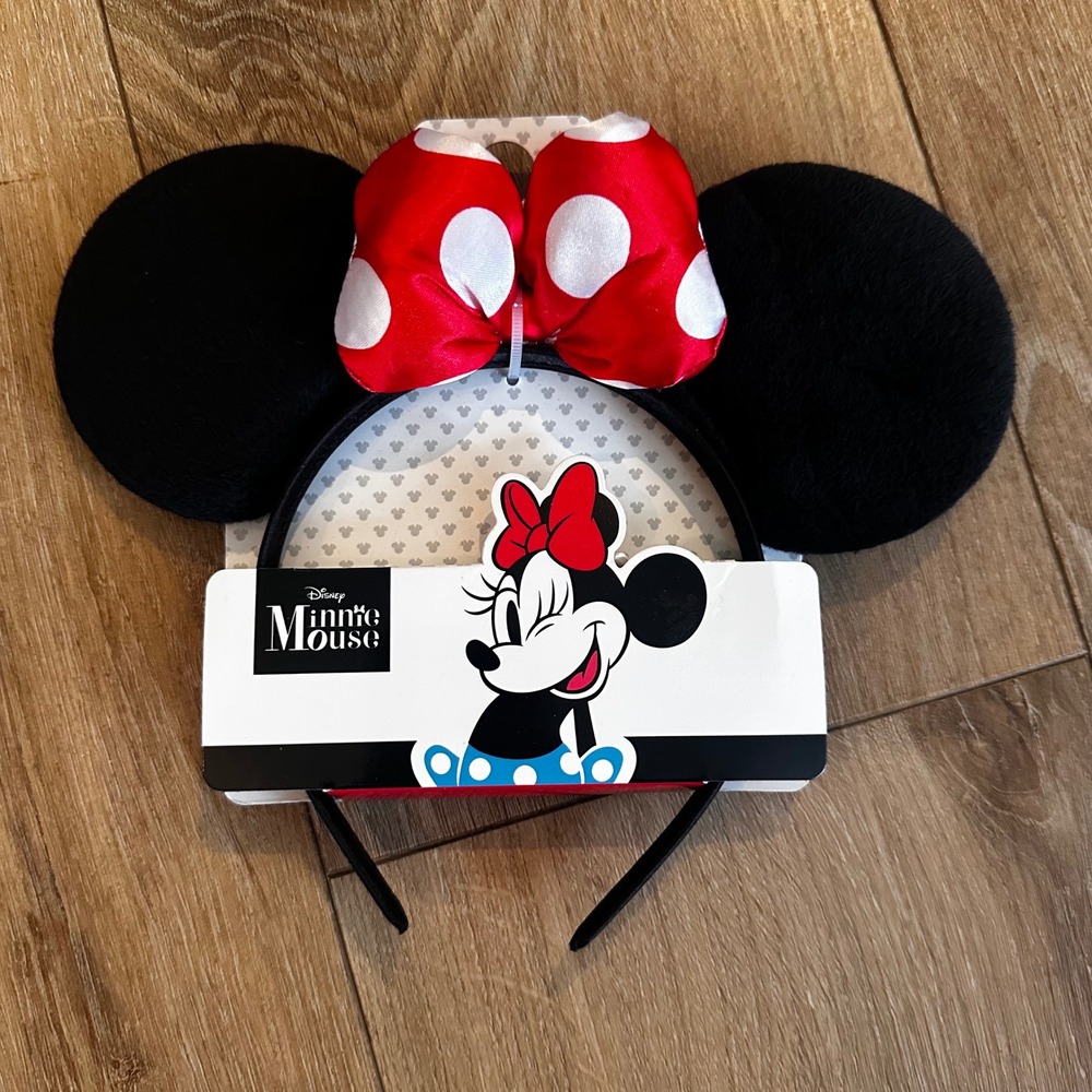 Disney Minnie Mouse Headband Red Polka Dot Bow Black Ears NEW